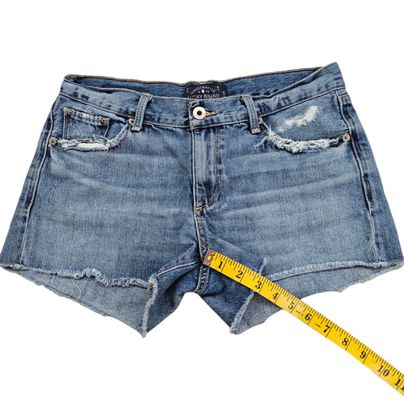 Lucky Brand Shorts Womens Size 2 The Cut Off Denim Distressed Shorty Shorts - Picture 13 of 14